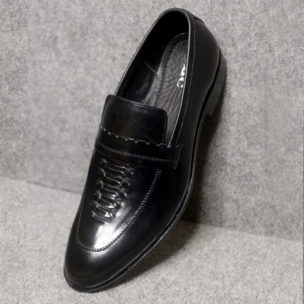 Elegant Black Leather Formal Loafers for Men - FBM 0028